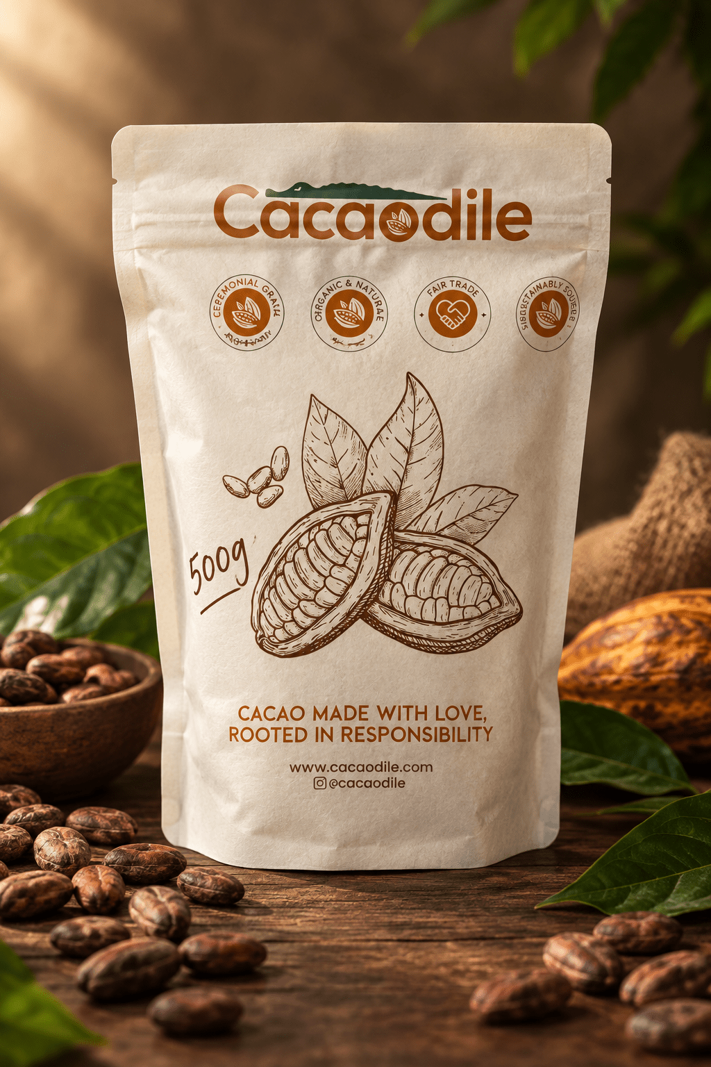 Økologisk seremoniell kakao fra Ecuador (Providence del Guayas) 500 gram - Cacaodile